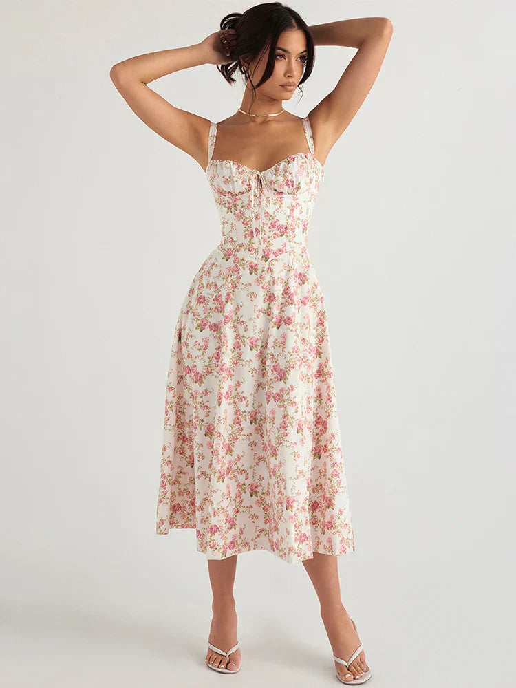 Rosaria™ | SUNHEART SUNSET LACE UP DRESS - FLORAL