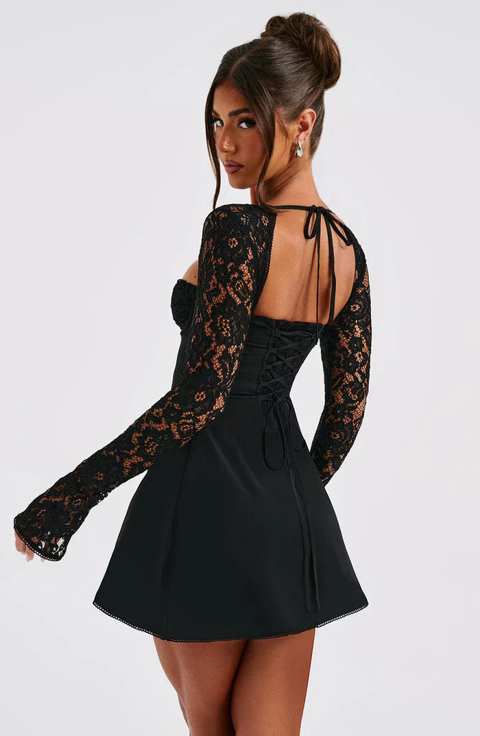 Rosaria™ | LIZA LACE MINI DRESS - BLACK